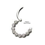 9-Gem Scalloped Bezel Daith Clicker Earring, Steel, 8mm
