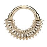 Spike Fan Daith Clicker Earring, 14k Yellow Gold, 8mm