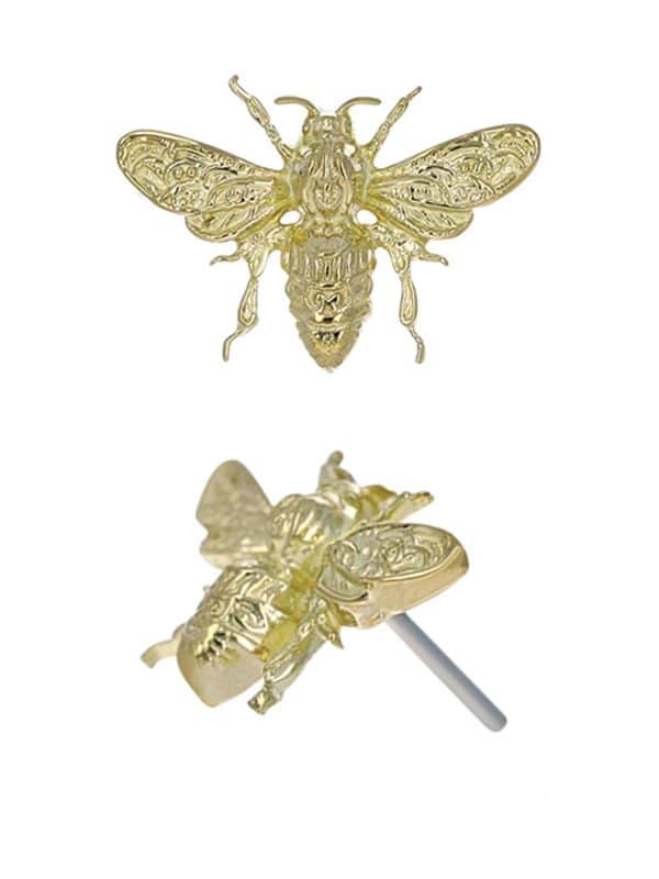 Anatometal Bee Push-In Stud Earring, 18k Yellow Gold