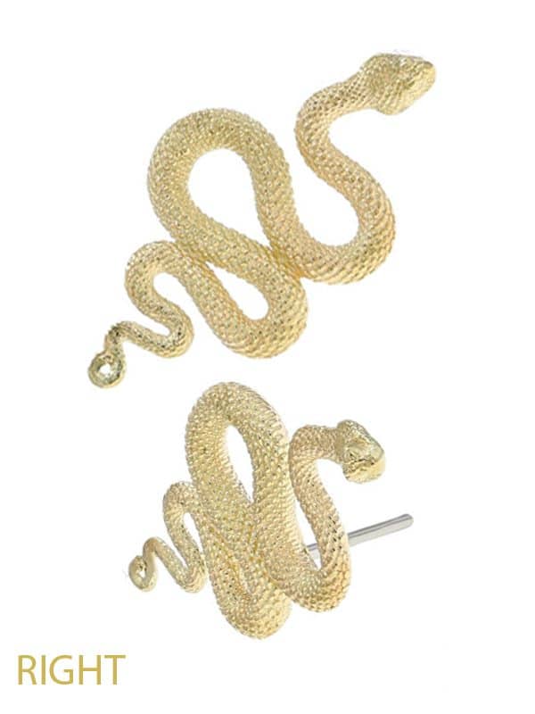 Anatometal Snake Push-In Stud Earring, 18k Yellow Gold
