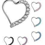Pave Heart Daith Clicker Earring, Steel