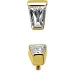 Tapered Baguette Gem Threaded Stud Earring, 18k Yellow Gold