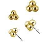 Tribead Push-in Stud Earring, 18k Yellow Gold
