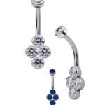 Quad-Gem Belly Bar, Titanium