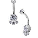 Paw Print Belly Bar, Titanium