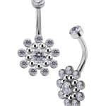 Beaded Sun Belly Bar, Titanium