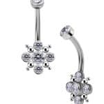 5-Gem Burst Beaded Belly Bar, Titanium