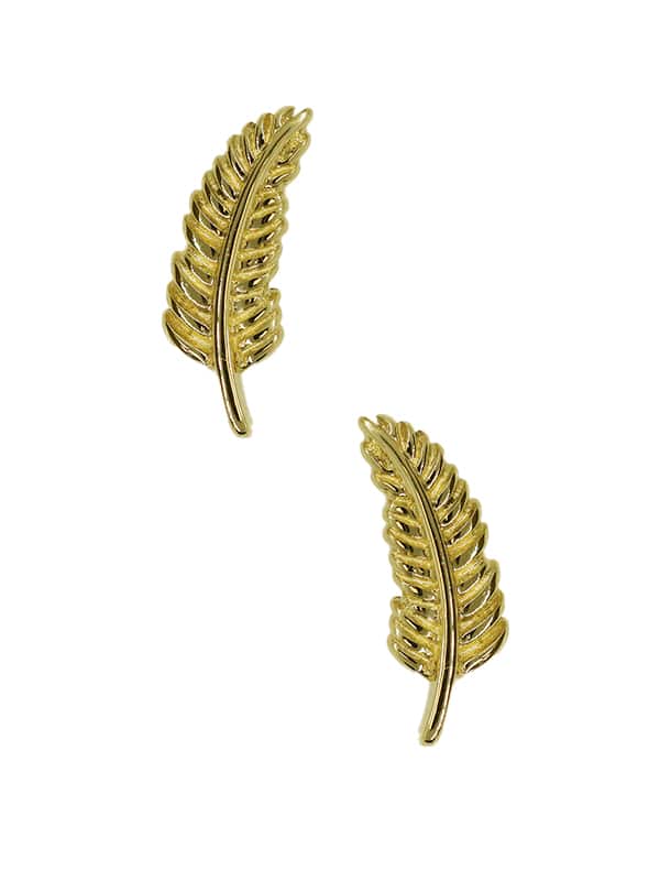 Junipurr Feather Push-In Stud Earring, 14k Yellow Gold