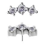 3-Gem Cluster Threaded Stud Earring, CoCr NF