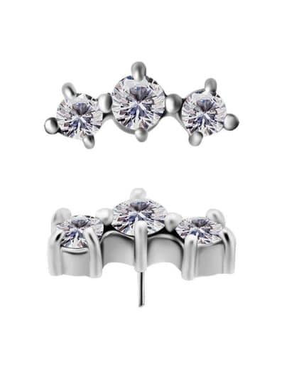 3-Gem Cluster Push-In Stud Earring, CoCr NF
