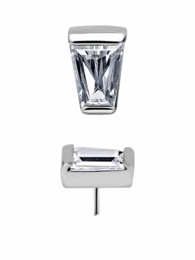 Tapered Baguette Gem Push-In Stud Earring, CoCr NF