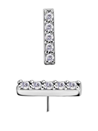 Pave Bar Push-In Stud Earring, 5-Gem, CoCr NF
