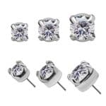Prong Set Premium Zirconia Push-In Stud Earring, CoCr NF