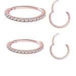 Pave Ring Eternity Clicker Earring, 18ga, Medium, 18k Rose Gold