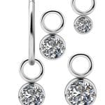 Bezel Gem Charm for Clicker Hoop, Titanium