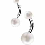 Double Freshwater Pearl Belly Bar, Titanium
