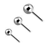 Ball Push-in Stud Earring, 18k White Gold