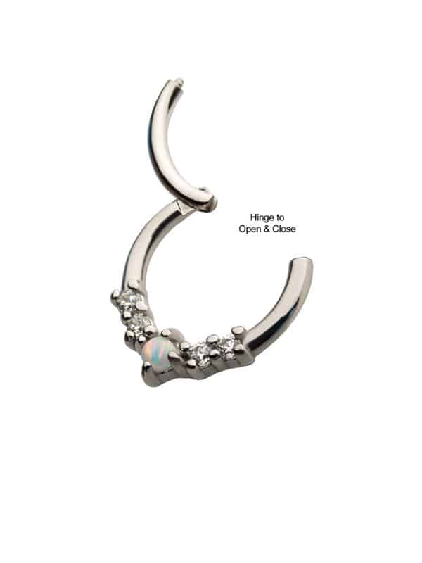 5-Stone Daith Clicker Earring, Steel, 8mm