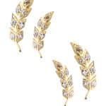 Delicate Gem Feather Threaded Stud Earring, 14k Yellow Gold