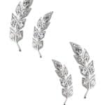 Delicate Gem Feather Threaded Stud Earring, 14k White Gold