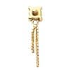 Prong CZ with Chain Dangles Threaded Stud Earring, 14k Yellow Gold
