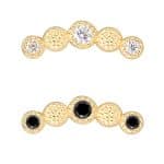 Millgrain Cluster Threaded Stud Earring, 14k Yellow Gold