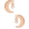 Crescent Moon w Dangle Threaded Stud Earring, 14k Rose Gold
