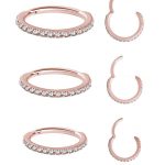 Pave Ring Eternity Clicker Earring, 18ga, Small, 18k Rose Gold