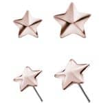 3D Star Push-In Stud Earring, 18k Rose Gold