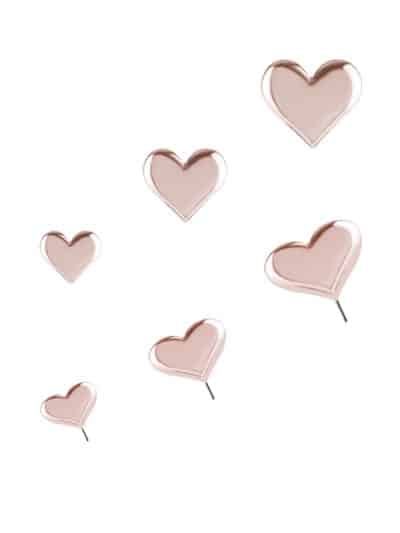 Love Heart Push-In Stud Earring, 18k Rose Gold
