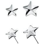 3D Star Push-In Stud Earring, 18k White Gold