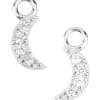 4-Gem Pave Moon Charm for Clicker Hoop, 14k White Gold