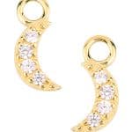 4-Gem Pave Moon Charm for Clicker Hoop, 14k Yellow Gold