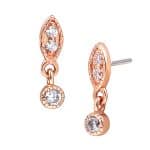Millgrain Marquise w Dangle Push-In Stud Earring, 14k Rose Gold