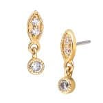 Millgrain Marquise w Dangle Push-In Stud Earring, 14k Yellow Gold