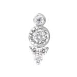 Millgrain Bezel w Gem Accents Threaded Stud Earring, 14k White Gold
