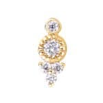 Millgrain Bezel w Gem Accents Threaded Stud Earring, 14k Yellow Gold