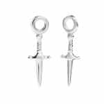 Dagger Charm for Clicker Hoop, 14k White Gold