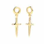 Dagger Charm for Clicker Hoop, 14k Yellow Gold