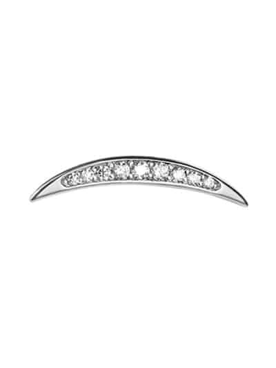 Pave Cheshire Moon Threaded Stud Earring, 14k White Gold