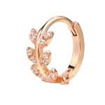 Pave Flower Vine Clicker Earring, 14k Rose Gold
