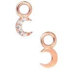 Mini Pave Crescent Moon Charm for Clicker Hoop, 14k Rose Gold