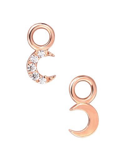 Mini Pave Crescent Moon Charm for Clicker Hoop, 14k Rose Gold