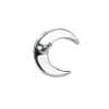 Mini Pave Crescent Moon Push-In Stud Earring, 14k White Gold