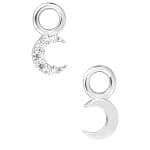 Mini Pave Crescent Moon Charm for Clicker Hoop, 14k White Gold