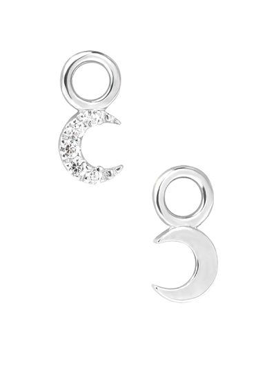 Mini Pave Crescent Moon Charm for Clicker Hoop, 14k White Gold