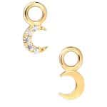 Mini Pave Crescent Moon Charm for Clicker Hoop, 14k Yellow Gold