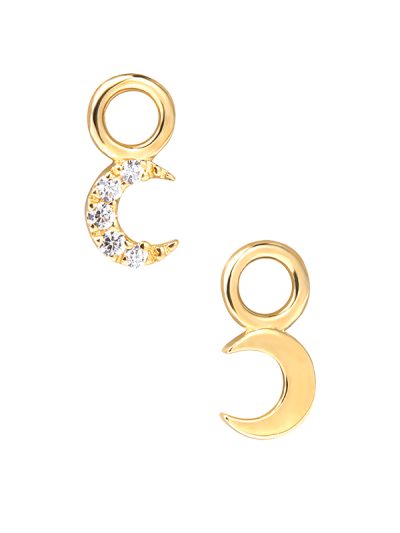 Mini Pave Crescent Moon Charm for Clicker Hoop, 14k Yellow Gold