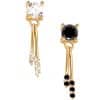 Prong CZ with Stick Dangles Threaded Stud Earring, 14k Yellow Gold