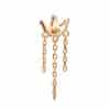 3 Marquise with Chain Dangles Threaded Stud Earring, 14k Rose Gold